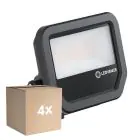 Lot 4x Ledvance Projecteur LED Aluminium Noir 17W 2400lm 100D - 840 Blanc Froid | IP66 - Symétrique