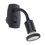 Eglo Wandlamp Parrini Lamp met Stekker Zwart 4.5W 345lm - 830 Warm Wit | IP20 - Incl. 1x GU10