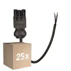Voordeelpak 25x Noxion GST - Compatibel Voedingskabel Zwart - Mannelijk + Open uiteinden - 0,3m - 2 pole 0,75mm2